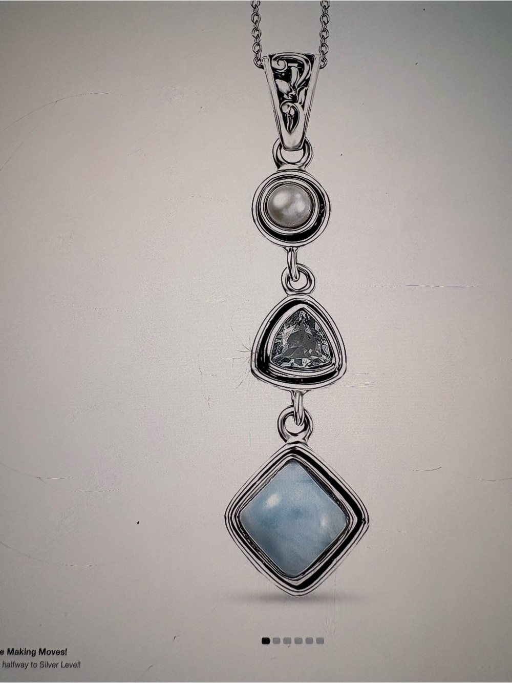 Sterling Silver Blue Gemstone & Pearl Drop Pendant Necklace